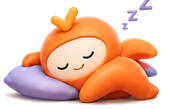 Waylen mascot resting — the day is handled